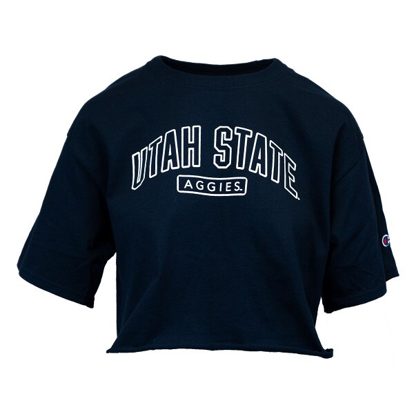 Women's Champion cropped fit raw hem Utah State Aggies t-shirt